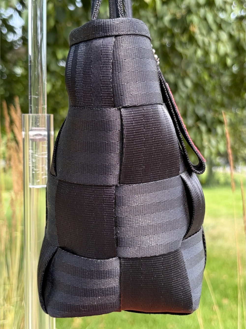 Vintage Harvey’s “The Original Detroit” Seatbelt Bag Small Tote Black EUC - Picture 8 of 14